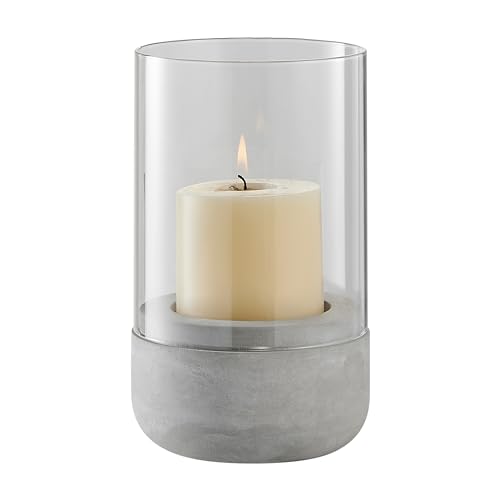 Danya B. Modern Cool Gray Cement Base and Glass Pillar Hurricane ...
