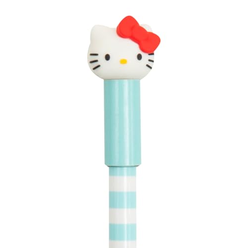 Primer plano del extremo del boli borrable Hello Kitty, mostrando su característico rostro y moño rojo