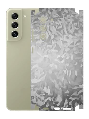 Image of AtOdds - Full Body Back Screen Guard Protector Film - 3D Textured Lamination Wrap Skin Sticker Compatible with Samsung Galaxy S21 FE | Scratchproof Matte Finish (Design - Silver Camo)