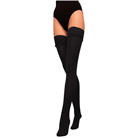 JUST BEAUTY TOUCH Lace Top 80 Denier Hold Ups Stockings Plain 9 Colours Sizes S-XL Cover