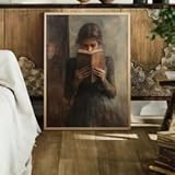 Rumlly Vintage-Leinwanddruck mit Frau, lesend, Poster, Retro-Ästhetik, viktorianischer Stil, Gemälde, Schlafzimmer, Wandkunst, Bibliothek, Heimdekoration (20 x 30 cm/rahmenlos)