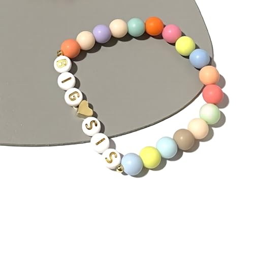 Image of Fuqimanman2020 Big Sister Bracelet Colorful Little Sister Bracelet Letter Beads Bracelet for Sister Jewelry Gift
