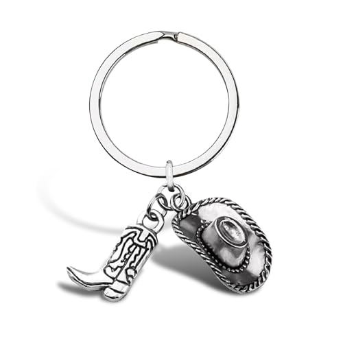 BRBASAP Cowboy Keychain Western Hat and Boot Key Chains Country Accessories for Men and Women Cowgirl Line Dancing Car Keychains Birthday for Cowboys Mens Wristlet Key Chain Accessories