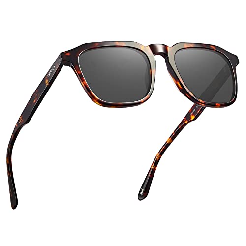 Image of CARFIA Retro Sunglasses for Men Polarized UV400 Protection, Hand-crafted Acetate, 60s Style Square Cool Sun Glasses