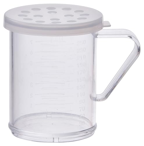 Winco PDG-10CXL, 10 Oz Plastic Dredge with Clear Snap-on Lid, Seasoning Sugar Spice Pepper Shaker with Extra Large Holes