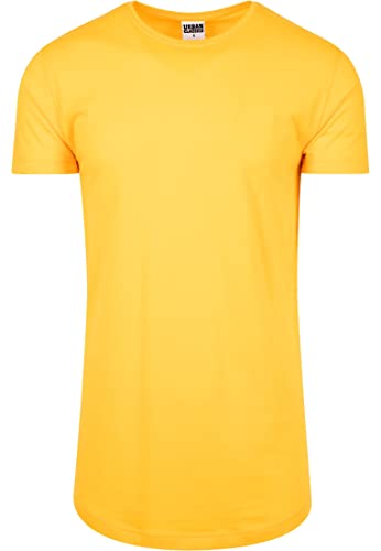 Urban Classics Homme Manches Courtes Ourlet Arrondi Col Rond Basique Streetwear Minimaliste 100 pourcent Coton Jersey, Coupe régulière, Coton, Jaune (Chrome Yellow...