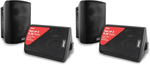 Image of Pyle Waterproof Wall Mount Speaker System - 5.25 Inch Active + Passive Pair Wireless Bluetooth Compatible Indoor /Outdoor Stereo Sound Set with AUX in PDWR52BTBK (Black) (Pack of 2)