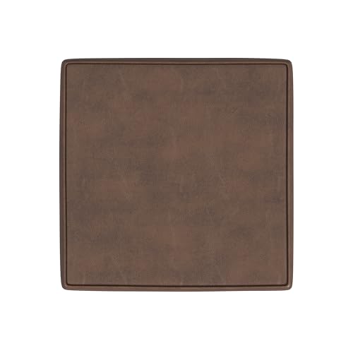 Image of HomePop 18 inch Square Storage Ottoman - Brown Faux Leather
