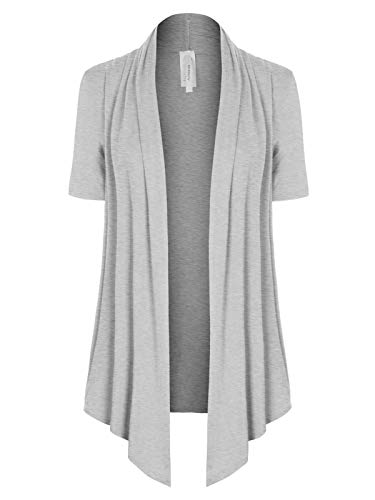 Image of MixMatchy Women's Lightweight Short Sleeve Draped Open Front Cardigan Vest