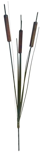 Designer Palms - Small 36' Metal Cattail Sculpture - Handcrafted Outdoor Decor