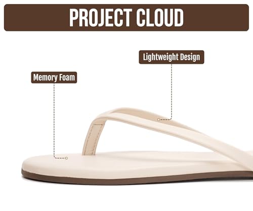 Image of Project Cloud Flip Flops for Women Footwear- Lightweight and Memory Foam Insole Sandals for Women 2026 - Durable Non-Slip Beach Essentials Flats for Women Sandals (Foundations)