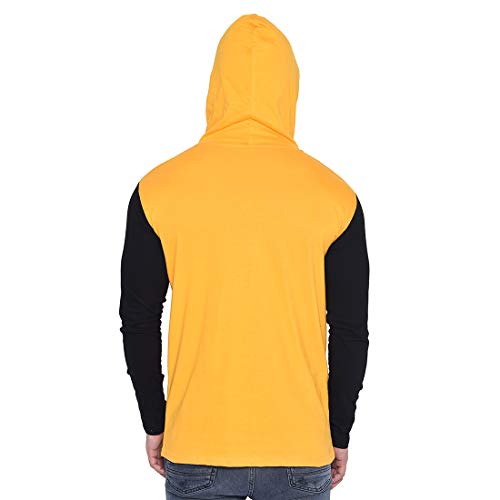 Image of Geum Men's Full Sleeve Hooded T-Shirt with Button-Down Front | Casual Slim Fit Cotton Shirt-Style Tee
