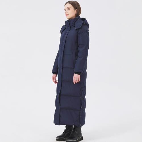 Women's Extra Long Thickened Down Jacket with Thermal Lining,Full Length Winter Puffer Down Coat with Hem Slit2