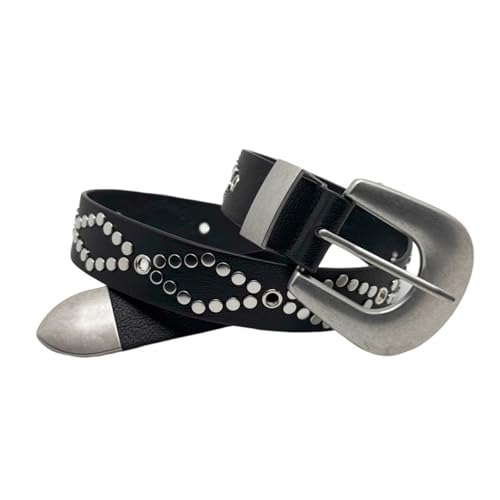 Simple 2000s Cool Wide Waist Cinching Belt With Punk Rivets Studs And Pin Buckles Design For Adult Unisex Everyday Wear Women Western Belt