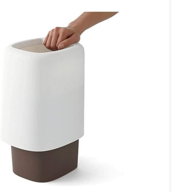 Miniatura 6 de Botes de basura de 2.1 galones de capacidad, cubo de basura de doble capa con apertura geométrica, para el hogar, dormitorio, cocina, (color gris)