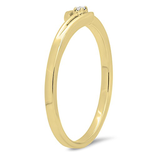 Dazzlingrock Collection 0.0tw 10K Solid Gold Round Cut Diamond Womens Bridal Bypass Solitaire Promise Ring2