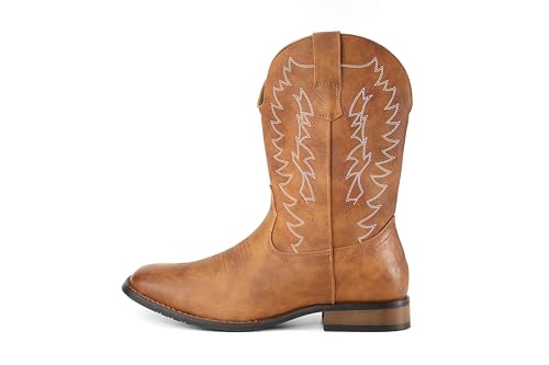 Image of IUV Cowboy Boots For Men Wide Foot Square Toe Western Boots with Classic Embroidered Durable Slip on Boots