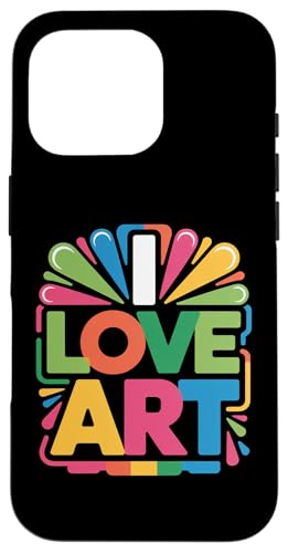 カラフル I Love Art 大胆なタイポグラフィ スマホケース iPhone 16 Pro 用