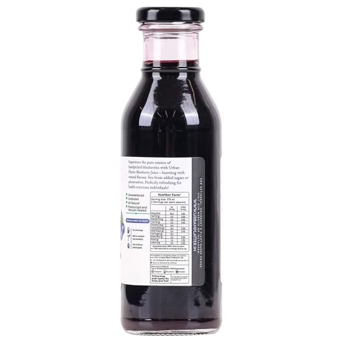 Image of Urban Platter Pure Canadian Blueberry Juice, 350ml (Unsweetened, Supports Brain, Heart, Immune Health, Antioxidant Powerhouse)