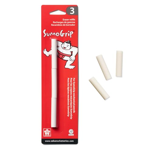SAKURA 50250 SumoGrip Mechanical Pencil Eraser Refill, 3 / Pack - White
