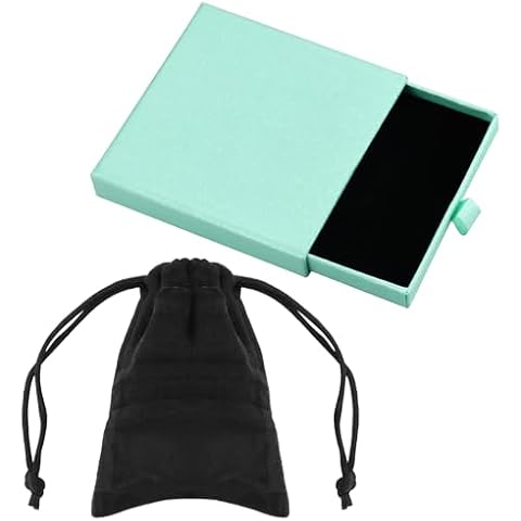 Blue Jewelry Gift Box with Flannel Pouch Cover