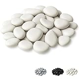 Virsus Sassi Decorativi in plastica per vasi, Vari Colori, Circa 80 sassi, misura 2-5 cm, angoli arrotondati, superficie 25x25cm, pietre finte per decorazione giardino, Vaso fiori, acquario (Bianco)