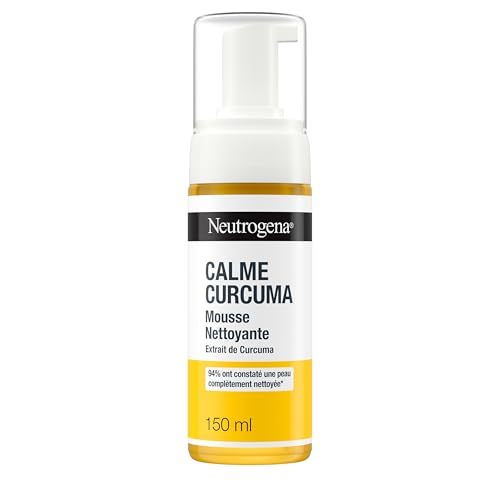Neutrogena – Mousse Nettoyante Calme Curcuma (flacon-pompe de 150 ml) – Nettoyant visage à l'extrait de curcuma – 94% ont constaté une peau complètement nettoyée*