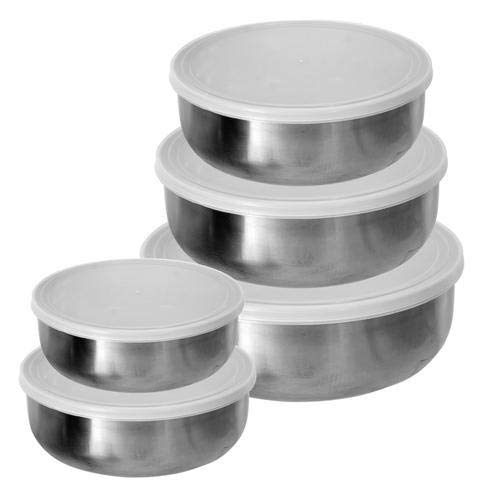 KITCHEN CLUE® Premium Grade Quality Stainless Steel Bowl Set With Plastic Lid 5 Pieces