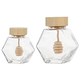 SHINEOFI Tarro de Miel de Cristal Transparente 100Ml y 220Ml Tapa de Madera Sellada Frascos Herméticos para Almacenamiento Fresco en Cocina y Comedor Envases para Miel Duraderos