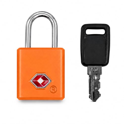 Image of QUIRA TSA Approved Travel Padlock with Key, Luggage Lock for Suitcase, Backpack, Locker & Travel Bags, Heavy Duty Security Lock (Orange)