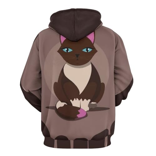 Sweats à capuche chat brun unisexe : le pull confortable résistant aux lavages taille S - 3