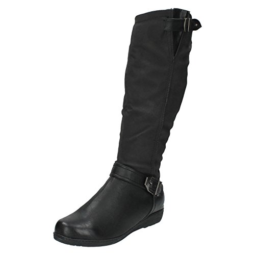 Spot On - Botas a la Rodilla con Cremallera para Mujer (36 EU) (Negro)