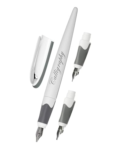 Online Air Kalligraphie Set Weiß I Schönschreibfüller mit Kombipatrone & 3 Federn in den Strichstärken 0,8/1,4/1,8mm I Kalligraphie Füller Geschenkset I für Standard-Tintenpatronen & Konverter
