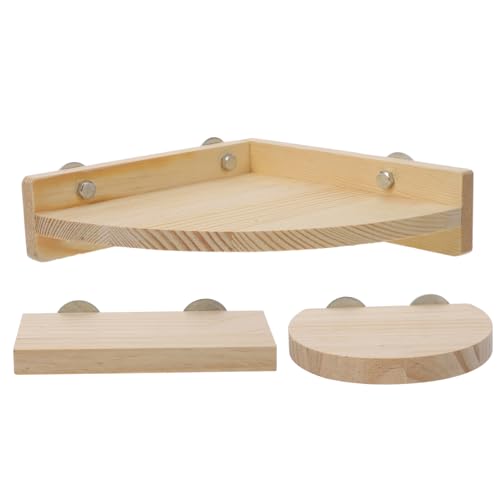 Toddmomy 3Pcs Parrot Stand Board Semi Solid Wood Platforms for Bird Cage Accessories Stand for Parrots Budgies Cockatiels