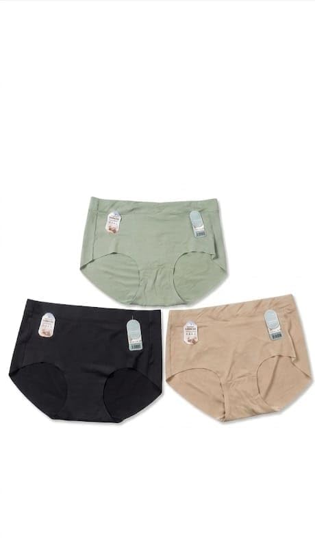 Luvreena® Pack of 3 Women's & Girl's Everyday No-Show Laser-Cut Seamless Ice Silk Hipster Panties(Color May Vary) (XL, Multicolor)-image-24