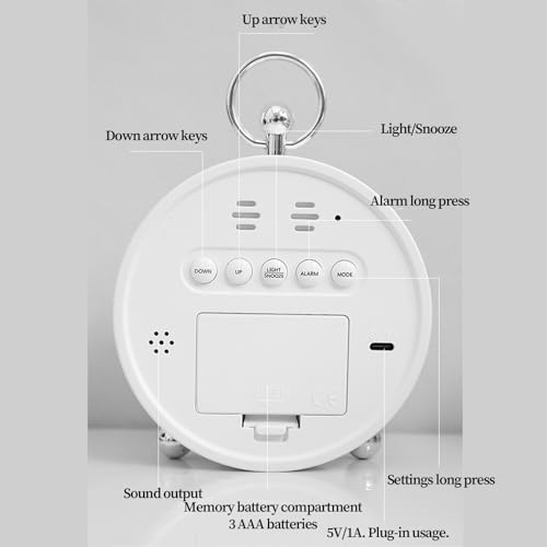 Reloj digital con doble alarma regulable y pantalla ajustable de 14,6 cm 7