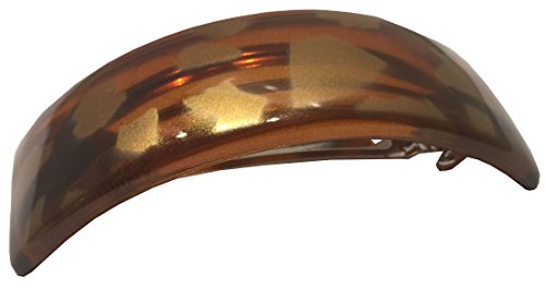 Parcelona French Golden Touch Curved Tortoise Shell Strong Grip Celluloid Automatic Large Volume Hair Clip Hair Barrette