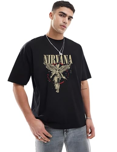 Image of RAN ELEVEN Grunge Angel Oversized T-Shirt for Men | Front & Back Winged Figure Graphic Inspired by 90s Rock | 100% Cotton | Streetwear & Casual Wear