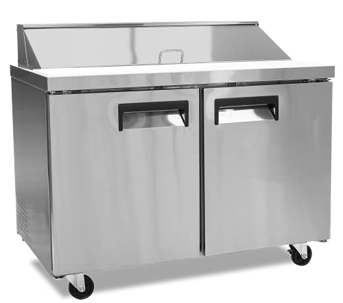 Image of FSE 47-Inch Two-Door Refrigerated Commercial Salad /Sandwich Prep Table, 12 Cubic Feet, Stainless Steel, 115 v, (MRSL-2D)