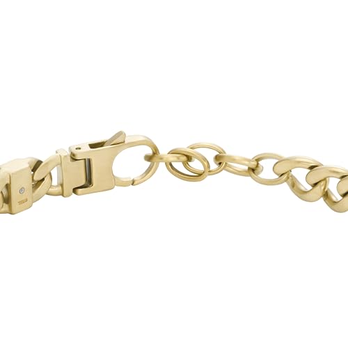 Image of Fossil Men's Plated Stainless Steel Engravable Personalized Gift ID, Chain or Cuff Bracelet for Men
