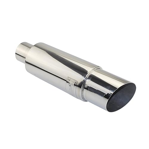 Silenciador de escape de 57 mm en acero inoxidable pulido con acabado plateado