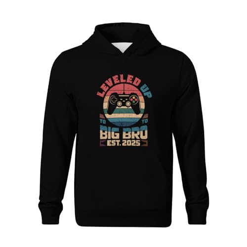 Kids Retro Big Brother 2025, Promoted To Big Brother 2025 Boys Girls Lightweight Kangaroo Pocket Hoodies2