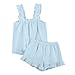 Baimiu Womens Summer 2 Piece Set Fashion Ruffle Trim Cami Pajamas Sets Sleeveless Tops Shorts Matching Set Outfits Loungewear Sky Blue