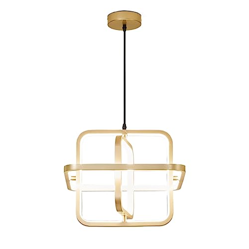 Lampe à suspension carrée à LED dorée pour illuminer votre table