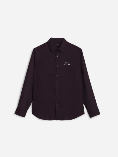 Image of SNITCH Men Casual Shirt | Regular Fit Full Sleeve Point Collar Solid Design with Embroidered Heart | 100% Lyocell & Breathable Fabric for Smart Casual Wear