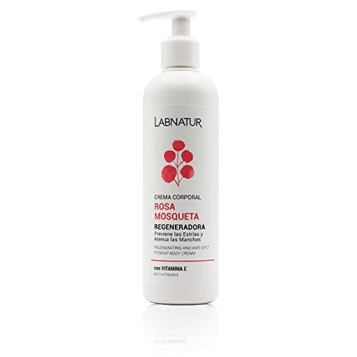 Labnatur Crema Corporal Rosa Mosqueta - Con Aceite de Avellanas y Karité - Cicatrizante y Regeneradora - Para Manchas, Estrías y Cicatrices - Natural y Vegana - Fabricada en España - 300 ml
