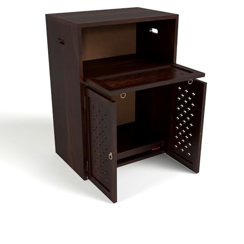Image of Solid Wooden Inverter Battery Cabinet | Single Battery Box | Wooden Inverter Battery Cabinet | Battery Box | Sheesham Wood, Standard (Walnut Finish)
