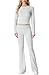 IWOLLENCE Hausanzug Damen Jogginganzug Set Lounge Set 2 Teiler Sportanzug Damen Y2K Outfit Homewear mit Crop Top und Schlaghosen (Hell Grau, L)