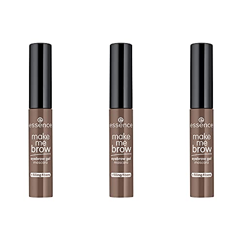essence make me BROW eyebrow gel mascara, eyebrow gel, 05, brown, defining, gel-like, vegan, no microplastic particles, nanoparticle-free, fragrance-free, pack of 3 (3x3.8ml)