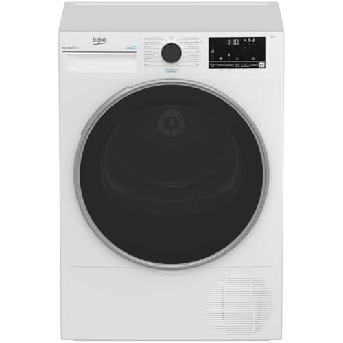 Beko B3T422391 Wäschetrockner, 8 kg, Frontlader Wärmepumpentrockner, 15 Programme, Sensortrocknung, Säulenfähig, Aquawave Schontrommel, Weiß